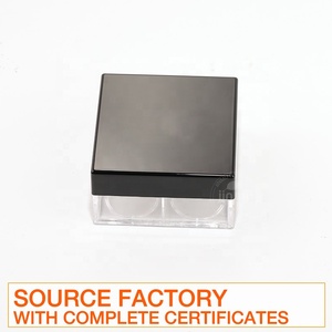 Estuche de lujo minimalista negro brillante de ABS transparente con 4 compartimentos para polvos sueltos, tamizador anti-mixto para 4 tonos de polvos fijadores a granel - Product Image 2