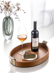 Vassoio Organizer Decorativo in Finta Pelle Argento Ovale di Lusso Personalizzato all'Ingrosso, Stampato/Lucidato, <span class=keywords><strong>per</strong></span> Casa e Hotel DASEN - Product Image 2