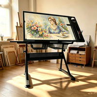 Bureau de dessin ergonomique en verre réglable en hauteur avec plateau inclinable pour designers et environnements de bureau à domicile