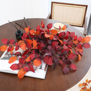 Fusto artificiale foglia d'autunno Fagus Sylvatica Folige arancio ramo steli lunghi foglie d'autunno per la composizione floreale decorazioni autunnali - Product Image 4