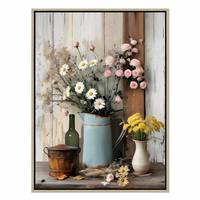 Décoration intérieure : Tableau sur toile style vintage, nature morte, impression avec peinture à l'huile murale peinte à la main, encadré pour la décoration intérieure