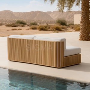 Set di Divani in Legno di Teak Massiccio per Esterni, Mobili da Giardino Resistenti a Pioggia e Sole, per Patio e Cortile - Product Image 5