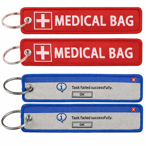 Porte-clés en tissu personnalisé avec logo double face, jet tag, avion, moto, lettres colorées, tissé, pour promotion - Product Image 2