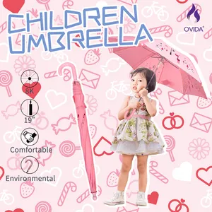 Ovida automatisch öffnbarer Kinder-Regenschirm rosa Regenschirm mit Logodruck Werbe-Regenschirm langlebig