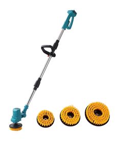 <b>Extendable</b> Cordless Telescopic Bathroom Floor Cleaning <b>Brush</b> with Nylon Bristles for Driveway Patio Stone & Moss Removal - Product Image 1