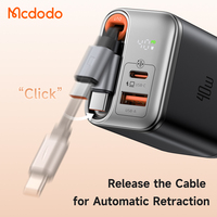 Chargeur de Voyage Rapide GaN Mcdodo 427 FreeGo 40W avec Câble Rétractable 65cm (USB-C + USB + Câble Type-C) PD3.0 PPS QC4.0