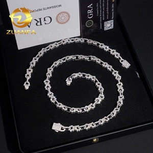 Kalung Rantai tanpa batas Moissanite penguji Berlian Berlian <span class=keywords><strong>Silver</strong></span> Pass 8.5mm 925 produk baru - Product Image 1