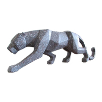Vente en gros d'accessoires de décoration modernes abstraits, sculpture de panthère géométrique, animaux, faune, résine, statues de léopard