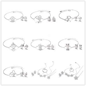아이 귀여운 올빼미 보석 세트 925 스털링 실버 팔찌와 귀걸이 세트 여성 선물 - Product Image 6