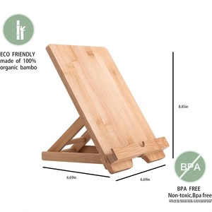 Soporte de escritorio de bambú, soporte multifuncional para teléfono, tableta y gafas, estante de almacenamiento para sala de estar - Product Image 2