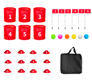 <span class=keywords><strong>Jeu</strong></span> de <span class=keywords><strong>golf</strong></span> en seau 6 trous, kit d'entraînement de chipping pour jardin, jeux de plein air portables pour adultes et enfants, vente en gros OEM - Product Image 3