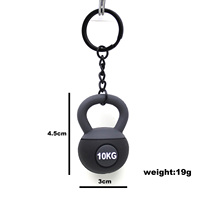 Tianyu doux Fitness porte-clés 3D Mini noir Kettlebell porte-clés PVC 3D dessin animé porte-clés en gros porte-clés en caoutchouc