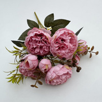 1507 Vente en gros de fleurs de pivoine artificielles en soie de haute qualité à 6 têtes pour la décoration de mariage, de fête et d'intérieur