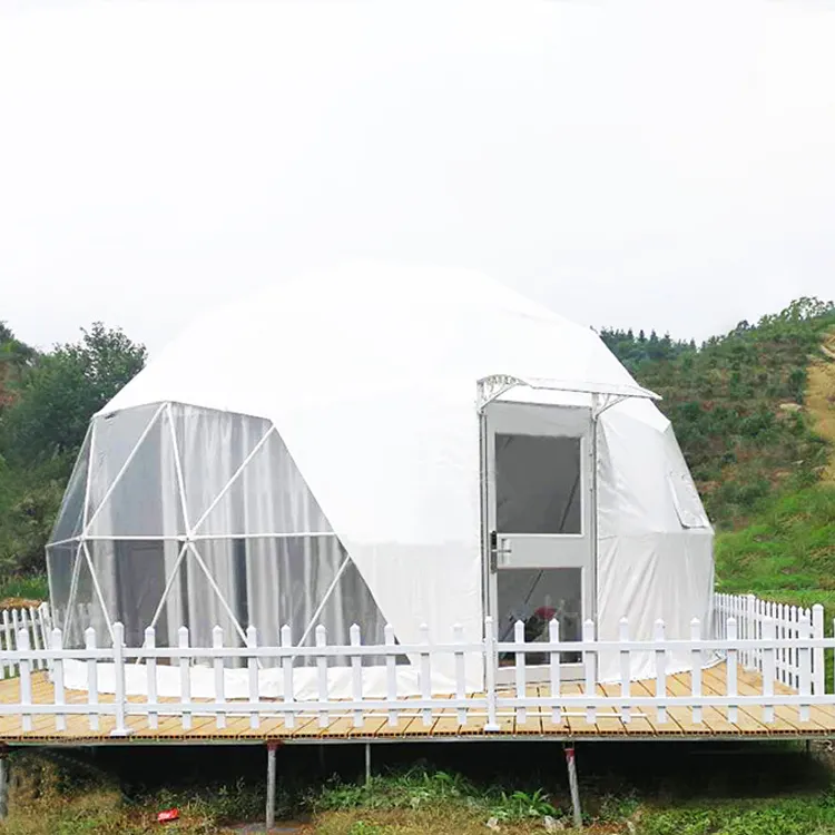 Pvc Atap Mewah Pipa Pemanas Eco Transparan Geodesic Dome Hotel Tenda Glamor Rumah Gurun Kubah Bulat Tenda untuk Berkemah