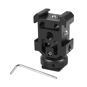 Camera Triple Cold Shoe 1/4'' Screw Adapter Extend Expansion <strong>MIC</strong> Fill Bracket Three <strong>Heads</strong> for LED Fill Light Microphone - Product Image 1