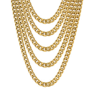Pas de décoloration 3/6mm lien cubain Durable véritable 18K or rempli en acier inoxydable 18-26 pouces Anti-allergie Miami chaîne collier pour hommes femmes - Product Image 1