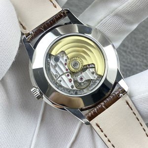 Reloj Mecánico de Lujo con Correa de Cuero y Números Arábigos Súper Luminosos, Caja de Acero Inoxidable, Resistente al Agua, con Puntero, a la Moda - Product Image 5