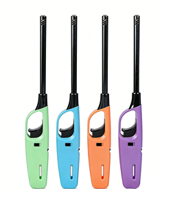 Meilleure vente : Briquet de cuisine électrique portable en plastique, design dessin animé, à gaz butane, sûr, durable, coupe-vent, rechargeable, pour la cuisine et les bougies - Product Image 1