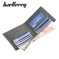 Dompet Pria Baellerry Baru Tipis Minimalis, Dompet Kartu Kecil, Dompet Bisnis Lipat Tiga Fungsional Trendi, Kulit PU
