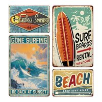 Placa Antigua Vintage, Póster Decorativo para Sala de Estar, Dormitorio, Decoración de Pared para el Hogar, Arena de Verano, Arte de Pared Perfecto para la Playa y Decoración Surf