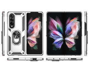 360แหวนโลหะขาตั้งแม่เหล็กโทรศัพท์มือถือปกหลัง2 In 1ไฮบริด Tpu พีซีกรณีโทรศัพท์สำหรับ <span class=keywords><strong>Samsung</strong></span> Galaxy Z พับ3กรณี - Product Image 2