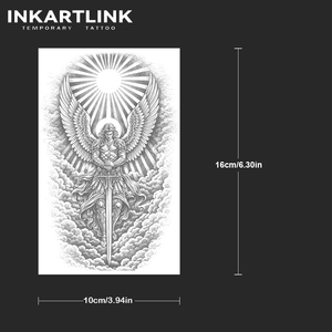 INKARTLINK Autocollant de <span class=keywords><strong>tatouage</strong></span> semi-permanent personnalisé à base de plantes, motif Archange Michel, pour poitrine et corps, résistant à l'eau, dure 1 à 2 semaines - Product Image 3