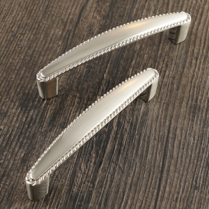 Poignées de meuble en alliage de zinc nickel satiné brossé, poignées de tiroir à bordure en corde pour armoires de cuisine, commodes, penderies, salles de bain - Product Image 4