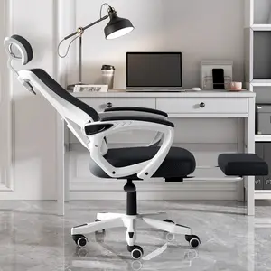 Chaise de bureau moderne ergonomique inclinable en tissu maillé avec appui-tête réglable et fonction pivotante Chaise en métal bon marché