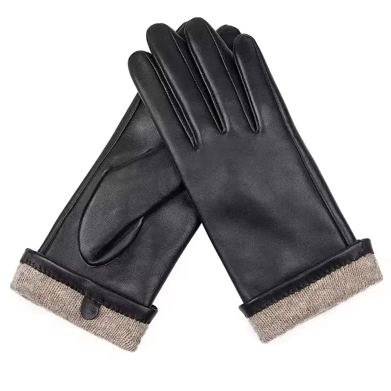 SLW002 OEM señoras mujeres venta al por mayor moda genuina piel de cordero piel de oveja conducción forro de lana guantes de cuero guantes de punto de invierno