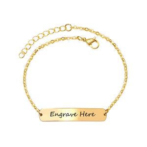 Bracelet chaîne plaqué or 18 carats personnalisé en gros, logo gravé au laser, bijoux classiques géométriques en acier inoxydable - Product Image 2