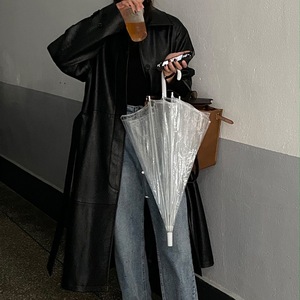 2022 inverno all'ingrosso autunno inverno impermeabile Vintage con risvolto in <span class=keywords><strong>pelle</strong></span> Plus Size <span class=keywords><strong>Trench</strong></span> da <span class=keywords><strong>donna</strong></span> con fodera in poliestere lunga - Product Image 4