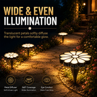 Éclairage de jardin, lumière solaire imperméable pour le sol, matériau ABS, lampe de pelouse, vente en gros, lumière solaire pour allée, lumière de jardin en forme de fleur