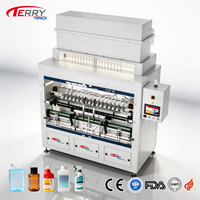 Machine de remplissage automatique de précision pour liquides visqueux, type linéaire à gravité, pour bouteilles de 100 ml à 1 L