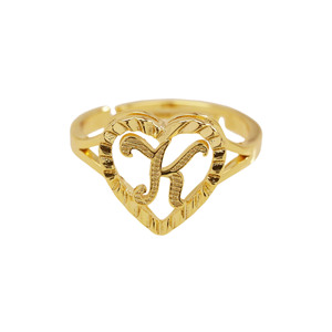Cincin Nama Wanita Model Hati Terbaru, Hadiah Fashion, Cincin Inisial Huruf Putar Custom, Lapisan Emas Rose, Cincin Hip Hop - Product Image 4