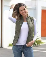Chaleco de algodón para mujer, nuevo chaleco de algodón acolchado con cuello levantado y bolsillo con cremallera, Amazon express, 2022