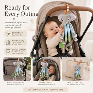 Livre en tissu froissé doux et sensoriel pour bébé, jouet en peluche éléphant pour nourrissons, livre tactile et sensoriel en tissu, jouet pour bébé éléphant - Product Image 4