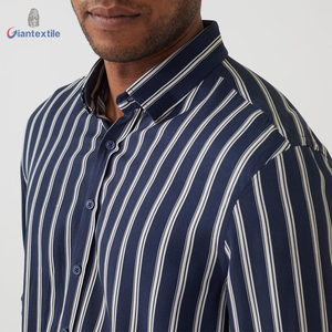 <span class=keywords><strong>Camicia</strong></span> Casual da Uomo in Popeline a Righe Larghe Bianche e Nere, Tinta in Filo, 100% ODM, Antipiega, con <span class=keywords><strong>Colletto</strong></span> Rovesciato, Vendita Calda Autunnale - Product Image 2