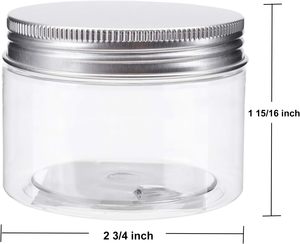 Pot d'emballage alimentaire transparent en PET de 150 ml à large ouverture avec bouchon à vis en aluminium de marque VANTUR, étiquette adhésive et col en aluminium - Product Image 2