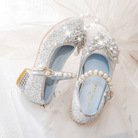 Chaussures à talons hauts roses pour filles, chaussures de spectacle pour enfants, avec strass, motif princesse Elsa, antidérapantes, résistantes à l'usure, imprimé animal, printemps-automne