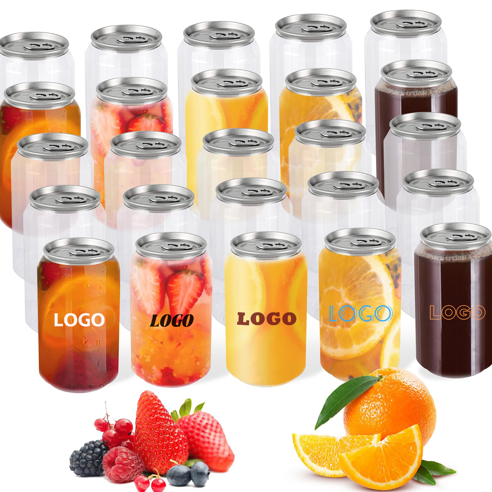 Nicro Factory Price Custom Logo Printing Clear Plastic Jar PET Can with Aluminium Lid Juice Bottle Coffee Beverage Packaging Jar