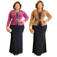 S10962 Robes d'église tendance pour femmes, élégantes et décontractées, avec strass et perles, deux pièces, effet illusion, robes de soirée formelles, robe africaine pour femmes