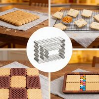 Ensemble de 3 emporte-pièces à biscuits en acier inoxydable à bords ondulés, moule à biscuits rectangulaire carré, emporte-pièces à pâte à sucre, outils de pâtisserie