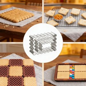 Ensemble de 3 <span class=keywords><strong>emporte</strong></span>-pièces à biscuits en acier inoxydable à bords ondulés, moule à biscuits <span class=keywords><strong>rectangulaire</strong></span> carré, <span class=keywords><strong>emporte</strong></span>-pièces à pâte à sucre, outils de pâtisserie - Product Image 6