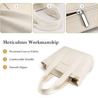 Sac fourre-tout écologique avec logo personnalisé pour grandes femmes grand sac à bandoulière tendance pour femmes sac fourre-tout en toile uni avec fermeture éclair