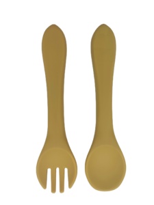 Juego de tenedor y cuchara de silicona de calidad alimentaria para bebés, sin BPA, vajilla para niños pequeños, cubiertos, utensilios de comedor para niños, accesorios - Product Image 2