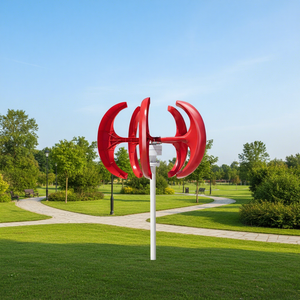 Aerogenerador Vertical Tipo Farol Rojo de 800w 1kw 12/24v para Suministro de Energía Comunitaria y de Patio Trasero - Product Image 1