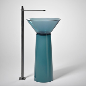 Lavabo Ovalado Tradicional de Resina para Baño de Hotel, con Pedestal, Transparente, Capacidad de 9L, Sin Orificio para Grifo - Product Image 5