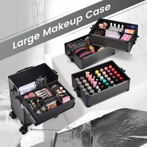 Maletín de Maquillaje, Maleta de Cosmetología <span class=keywords><strong>con</strong></span> Ruedas, Maletín de Viaje para Maquillaje, Carrito Rodante para Uñas, Organizador de Maquillaje, Caja de Almacenamiento de Cosméticos - Product Image 6