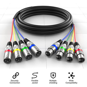 Cables <span class=keywords><strong>XLR</strong></span> tipo serpiente de <span class=keywords><strong>1M</strong></span>, 2M, 3M, 4 colores, cable de conexión de micrófono de 4 canales, cable <span class=keywords><strong>XLR</strong></span> macho a hembra tipo serpiente para estudios de grabación en vivo - Product Image 4