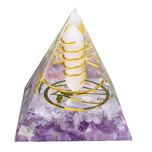 Pyramide de cristal Kogiya en améthyste, pilier blanc en résine époxy, décoration artisanale pour la maison, ornement de bureau - Product Image 5